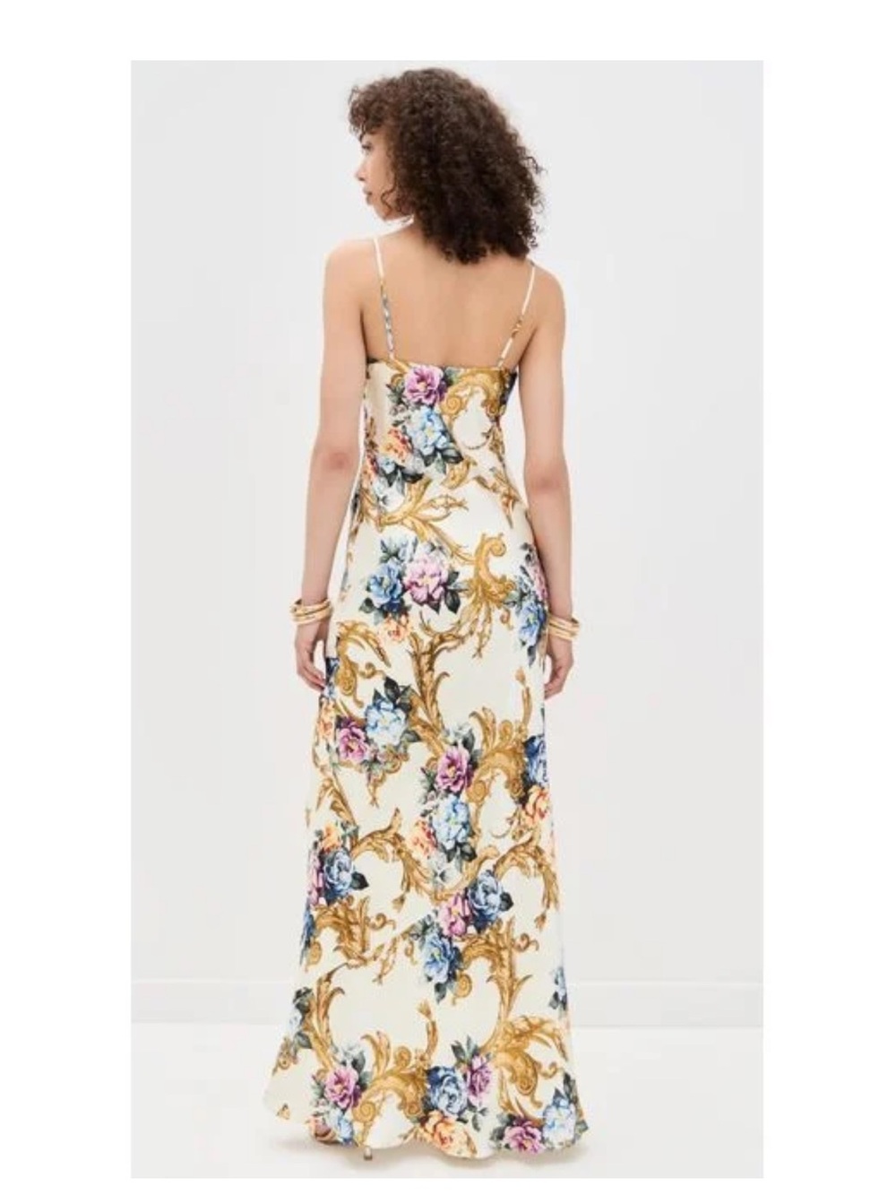 L'AGENCE White Floral Baroque Slip Maxi Dress - Picture 3 of 6